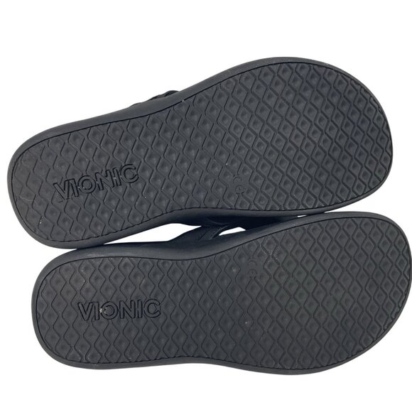 Vionic Tide Flip Flop Sandals Womens 6 Black Silver Buckle Logo Slip On Shoes - Picture 10 of 10